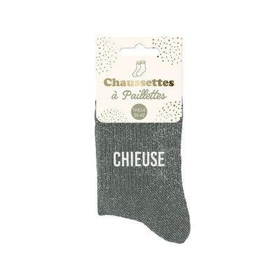 Chaussettes à paillettes humoristiques: Chieuse