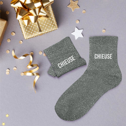 Chaussettes à paillettes humoristiques: Chieuse