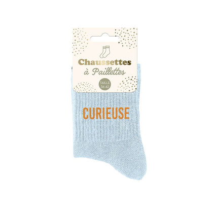 Chaussettes à paillettes humoristiques: Curieuse