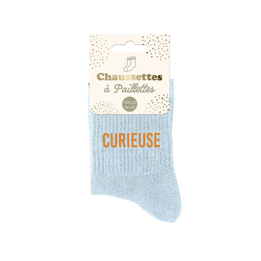 Chaussettes à paillettes humoristiques: Curieuse