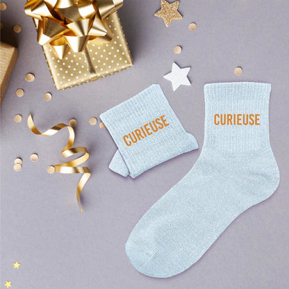 Chaussettes à paillettes humoristiques: Curieuse