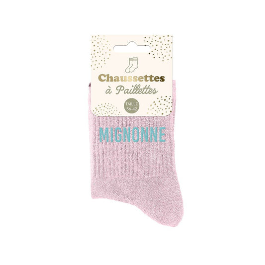 Chaussettes à paillettes humoristiques: Mignonne