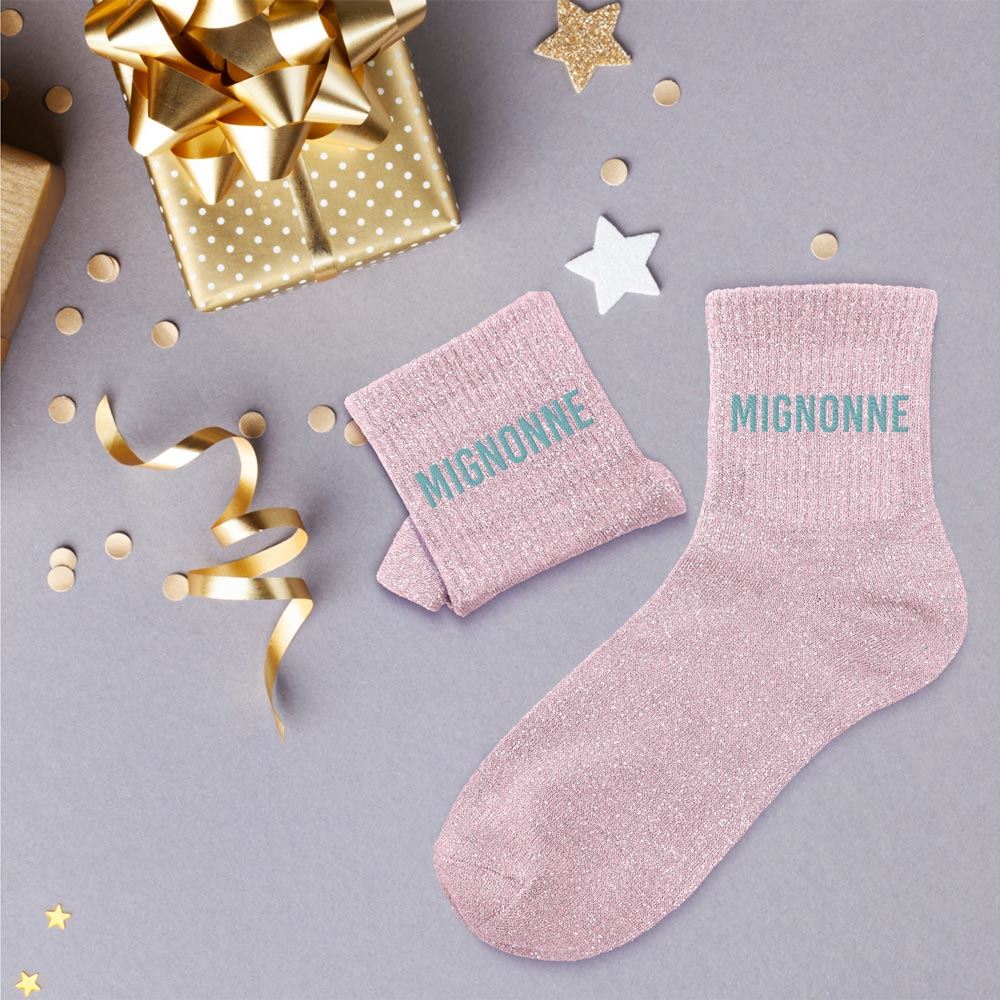 Chaussettes à paillettes humoristiques: Mignonne