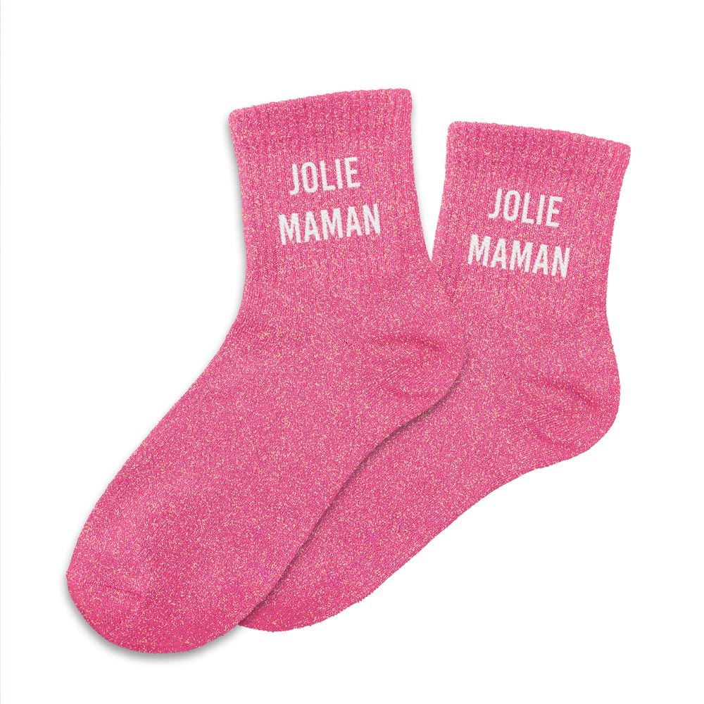 Chaussettes à paillettes humoristiques: Jolie maman