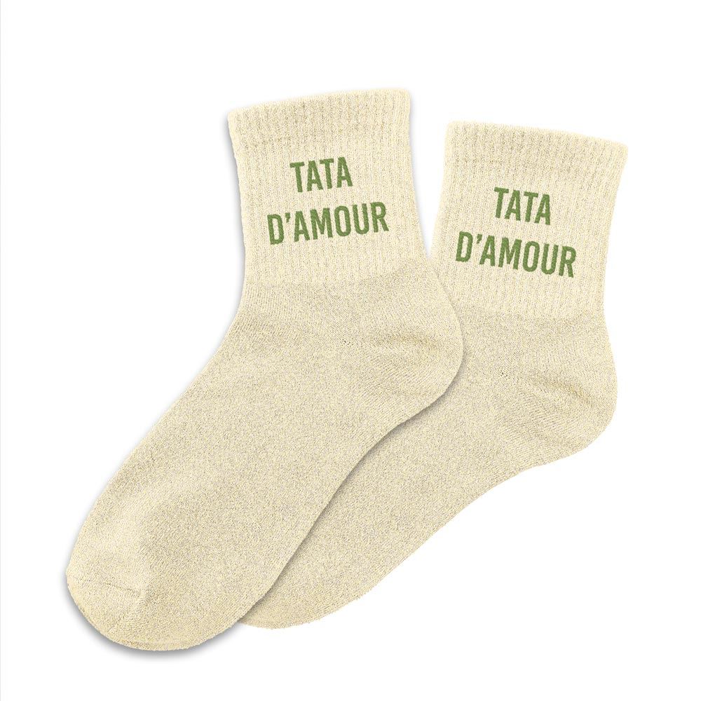 Chaussettes à paillettes humoristiques: Tata d'amour