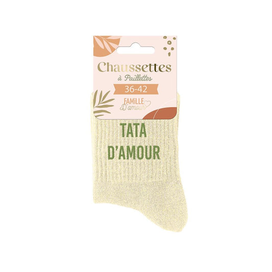 Chaussettes à paillettes humoristiques: Tata d'amour