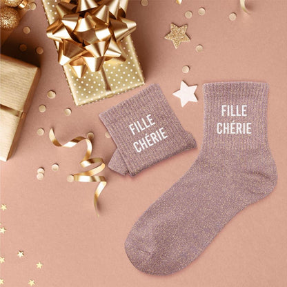 Chaussettes à paillettes humoristiques: Fille chérie