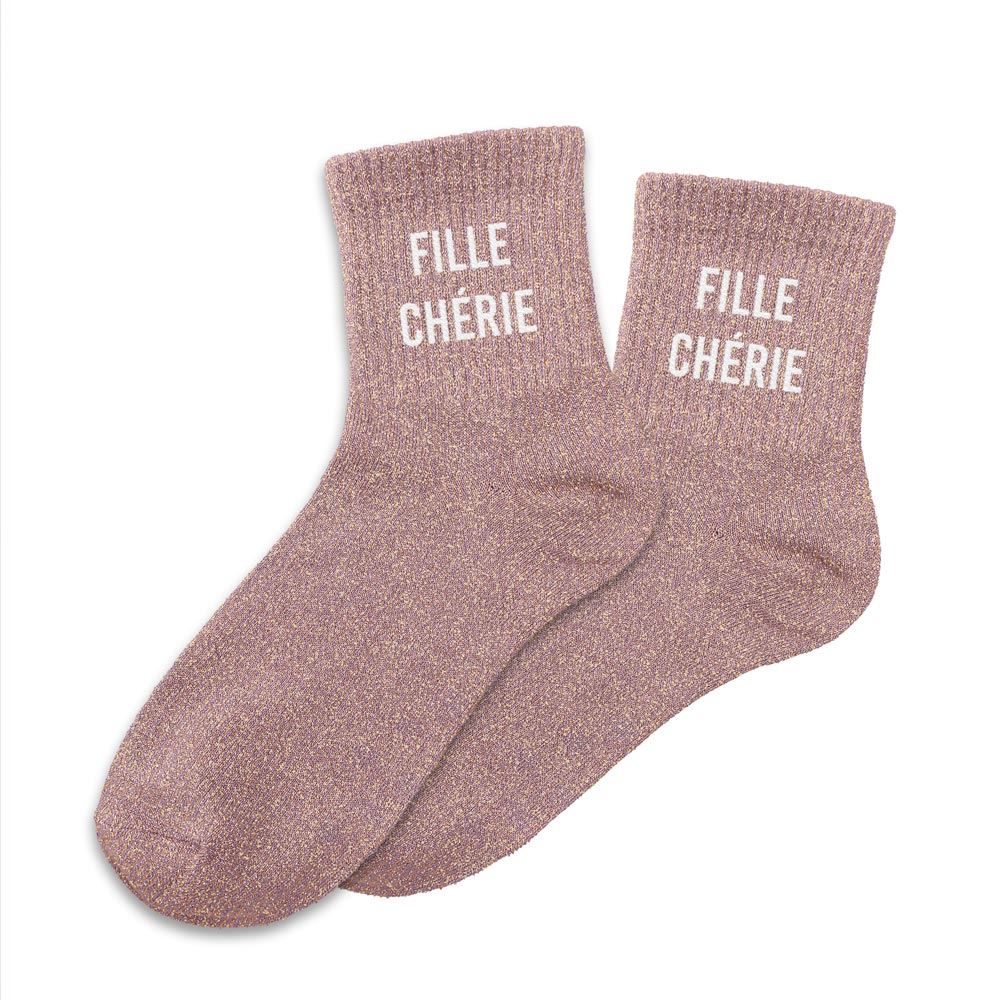 Chaussettes à paillettes humoristiques: Fille chérie