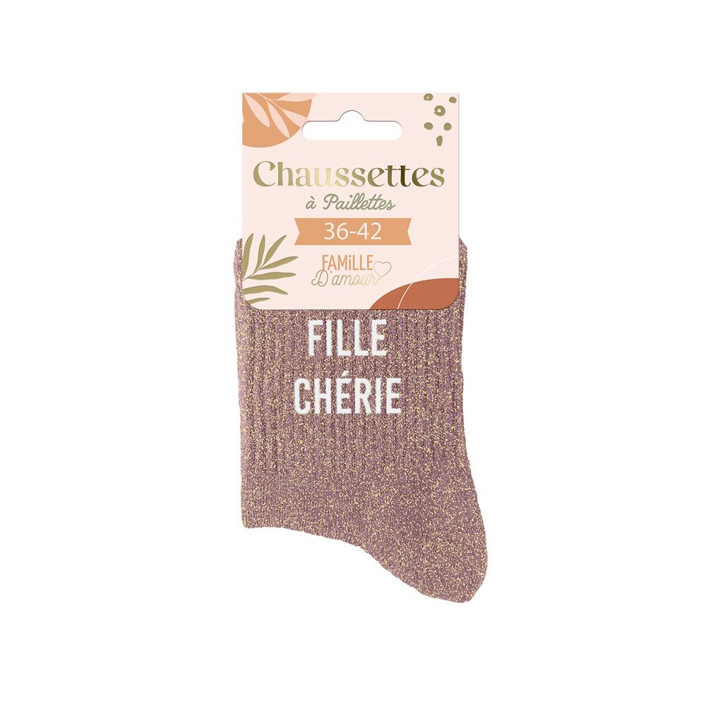 Chaussettes à paillettes humoristiques: Fille chérie