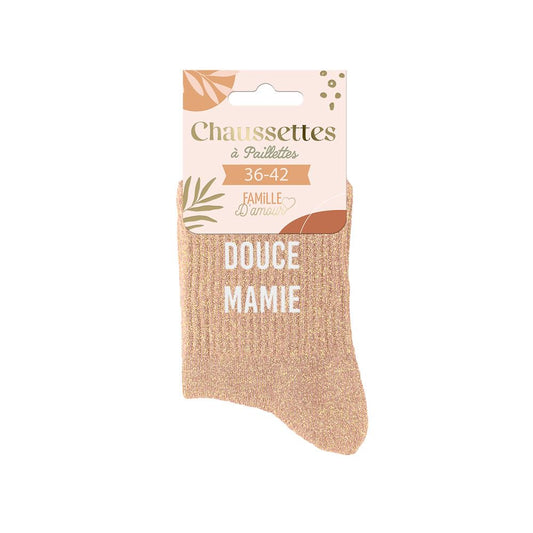 Chaussettes à paillettes humoristiques: Douce mamie