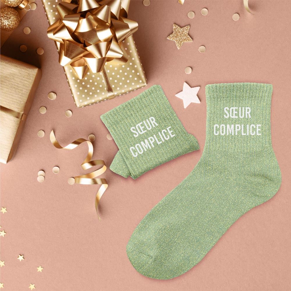 Chaussettes à paillettes humoristiques: Soeur complice