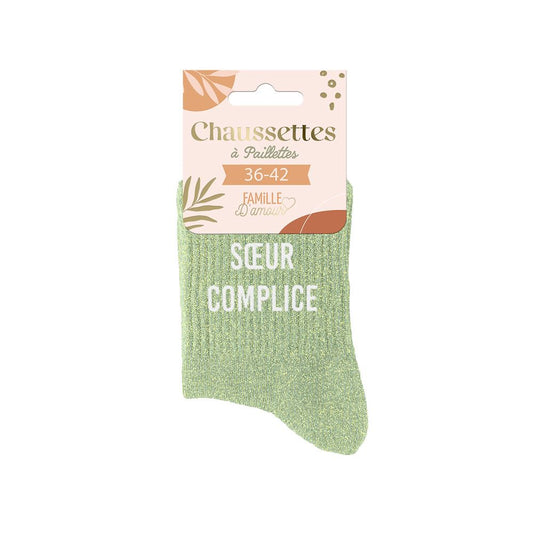 Chaussettes à paillettes humoristiques: Soeur complice