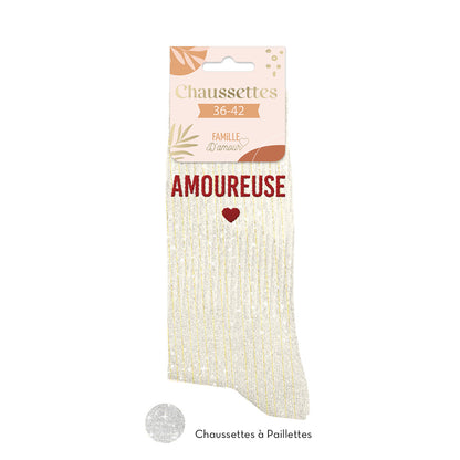 Chaussettes à paillettes humoristiques: Amoureuse