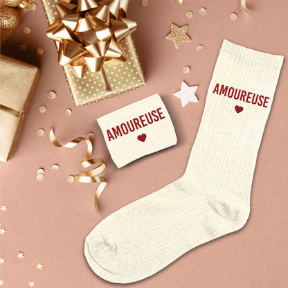 Chaussettes à paillettes humoristiques: Amoureuse