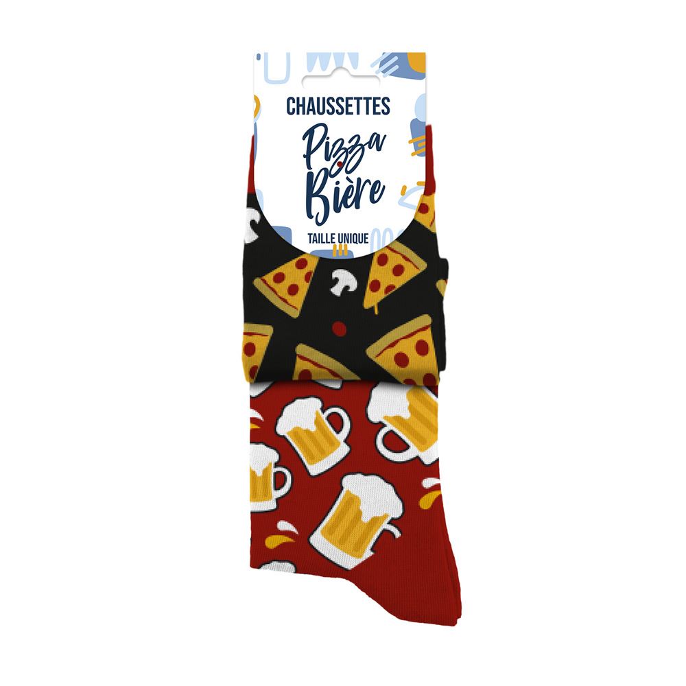 Chaussettes humoristiques: Pizza bière