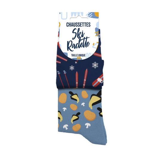 Chaussettes humoristiques: Ski raclette