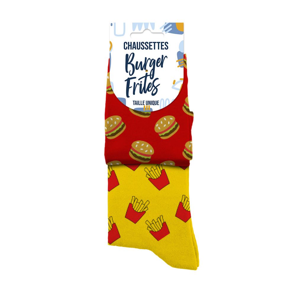 Chaussettes humoristiques: Burger frites