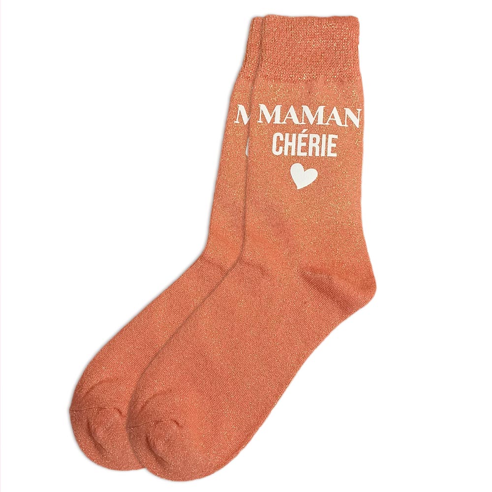 Chaussettes à paillettes humoristiques: Maman chérie