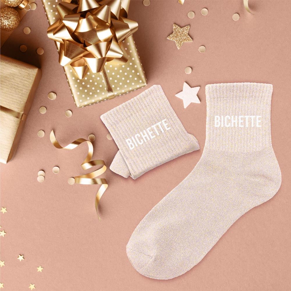 Chaussettes à paillettes humoristiques: Bichette