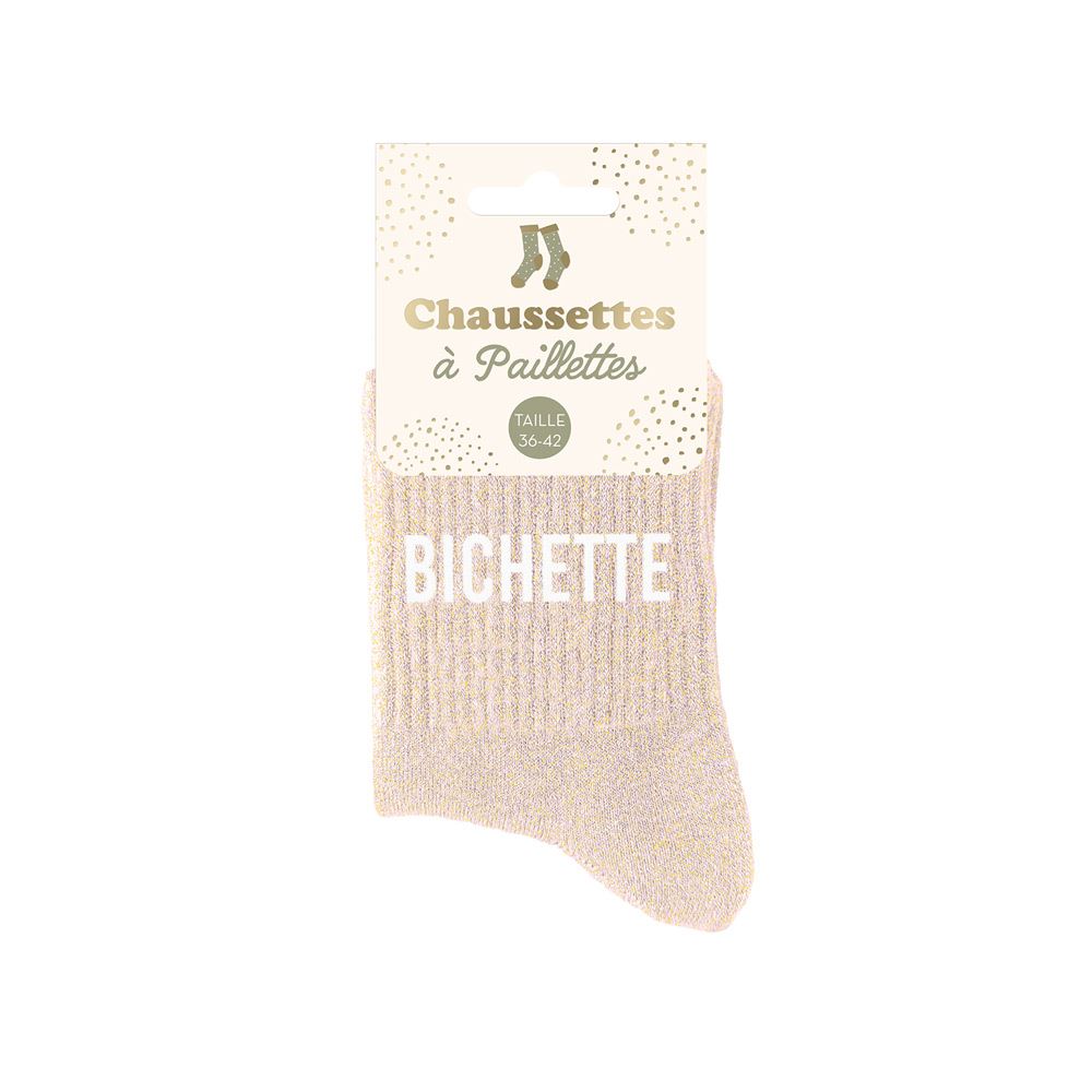 Chaussettes à paillettes humoristiques: Bichette