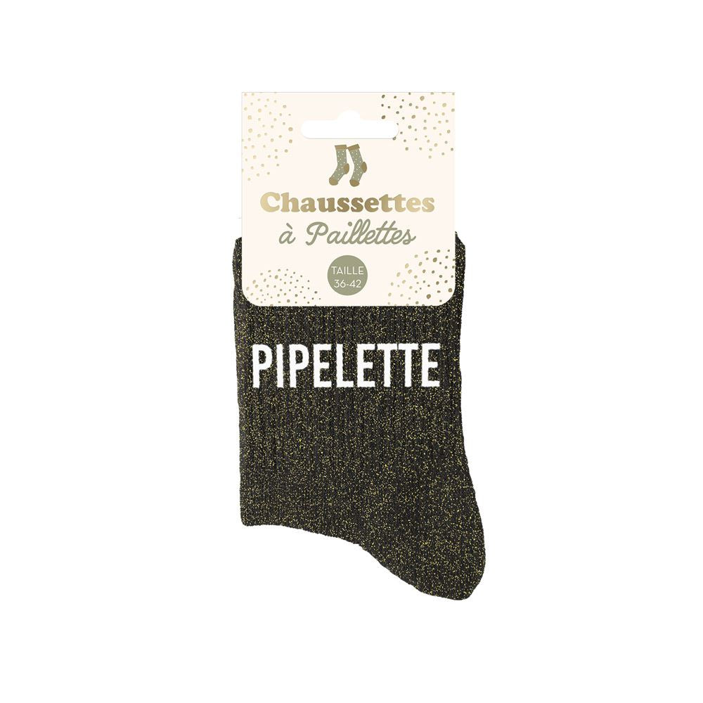 Chaussettes à paillettes humoristiques: Pipelette