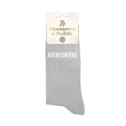 Chaussettes à paillettes humoristiques: Aventurière