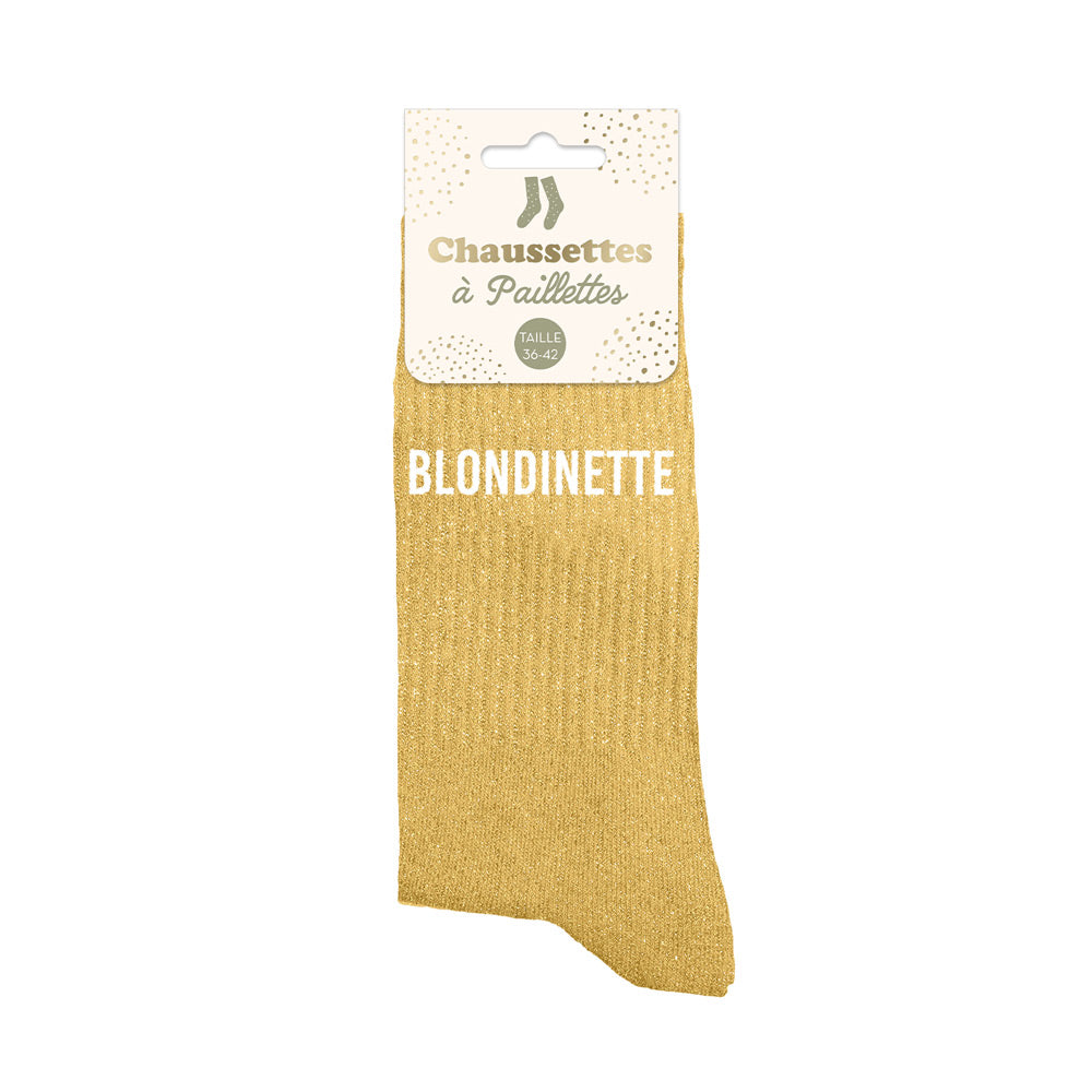 Chaussettes à paillettes humoristiques: Blondinette