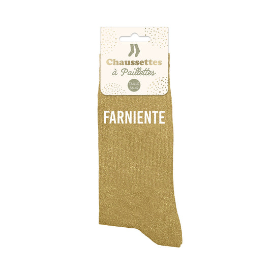 Chaussettes à paillettes humoristiques: Farniente