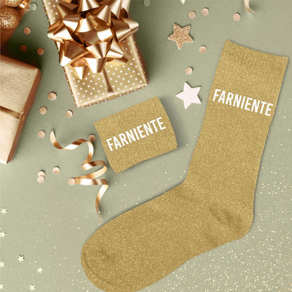 Chaussettes à paillettes humoristiques: Farniente