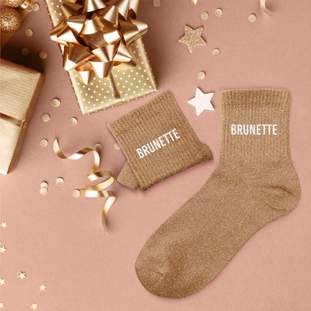 Chaussettes à paillettes humoristiques: Brunette