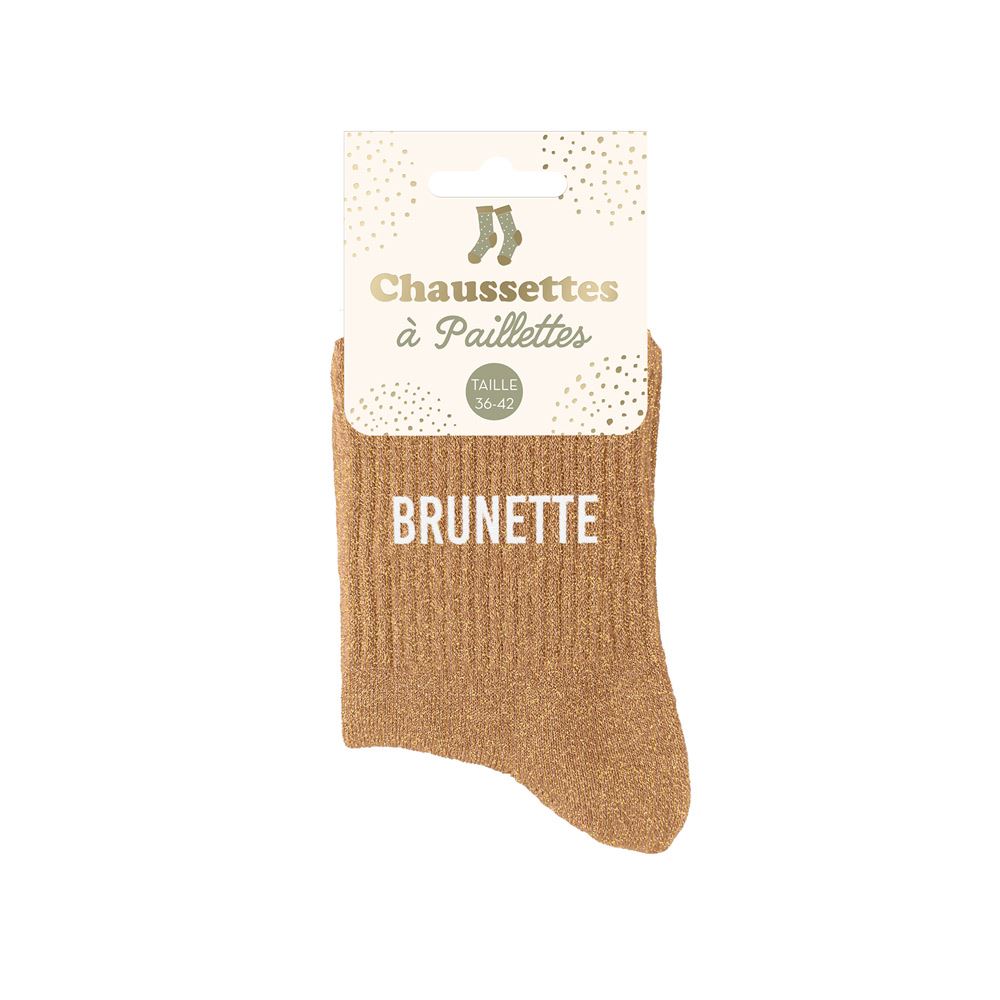 Chaussettes à paillettes humoristiques: Brunette