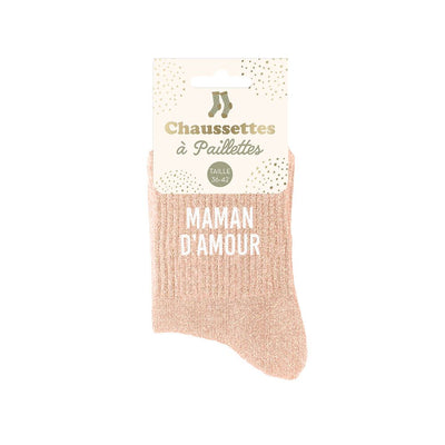 Chaussettes à paillettes humoristiques: Maman d'amour