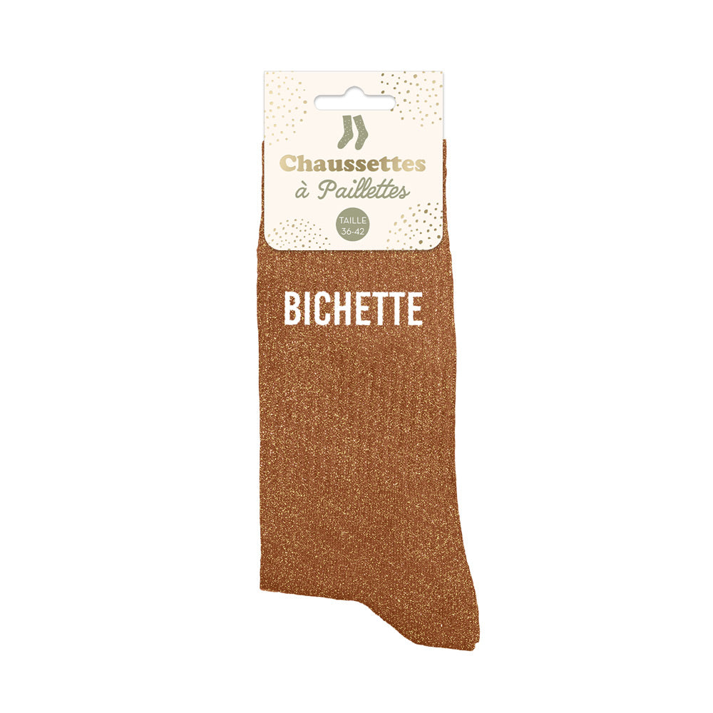 Chaussettes à paillettes humoristiques: Bichette