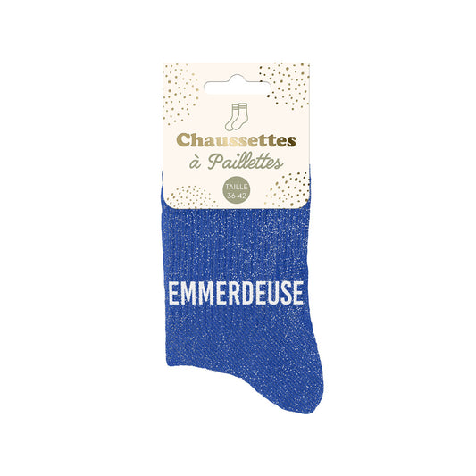 Chaussettes à paillettes humoristiques: Emmerdeuse