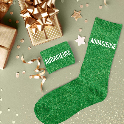 Chaussettes à paillettes humoristiques: Audacieuse