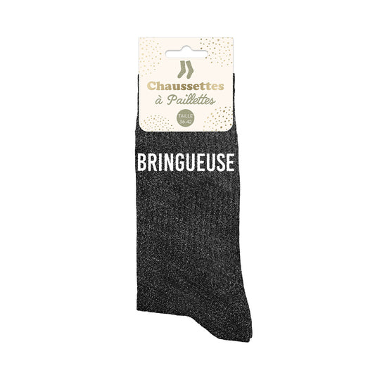 Chaussettes à paillettes humoristiques: Bringueuse