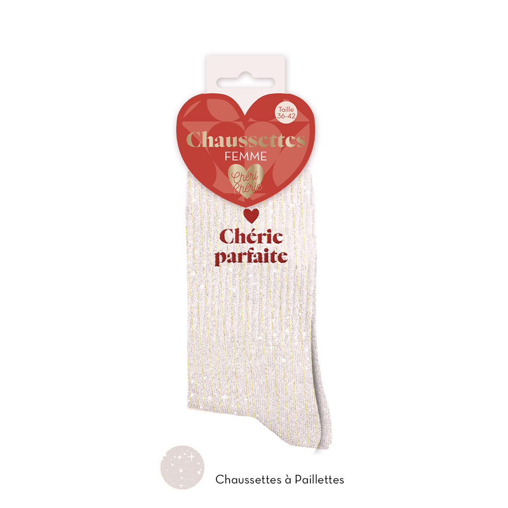 Chaussettes à paillettes humoristiques: Chérie parfaite