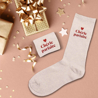 Chaussettes à paillettes humoristiques: Chérie parfaite