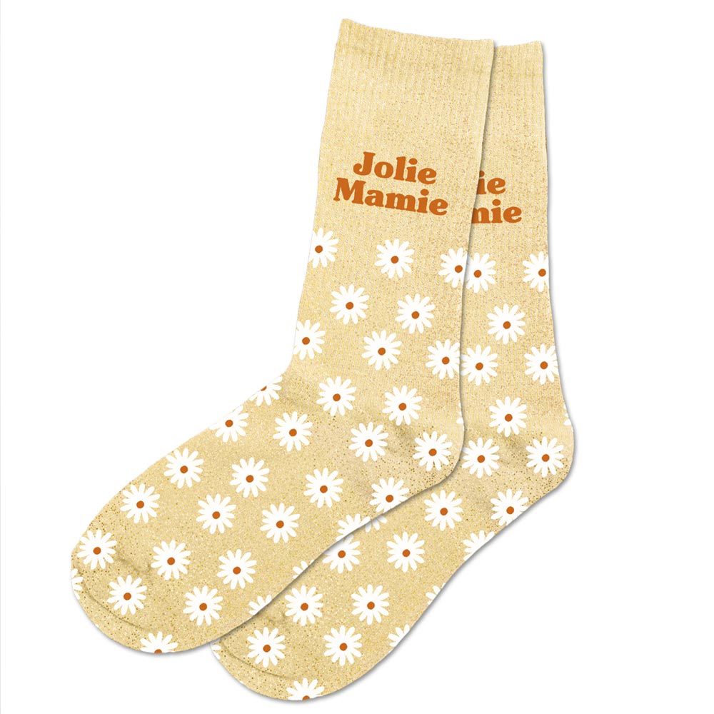 Chaussettes à paillettes humoristiques: Jolie mamie