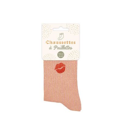 Chaussettes à paillettes humoristiques: Rouge à lèvres