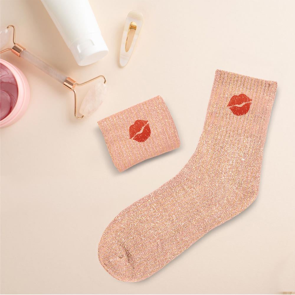 Chaussettes à paillettes humoristiques: Rouge à lèvres