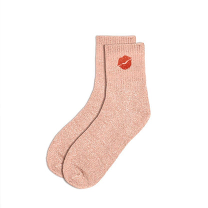 Chaussettes à paillettes humoristiques: Rouge à lèvres