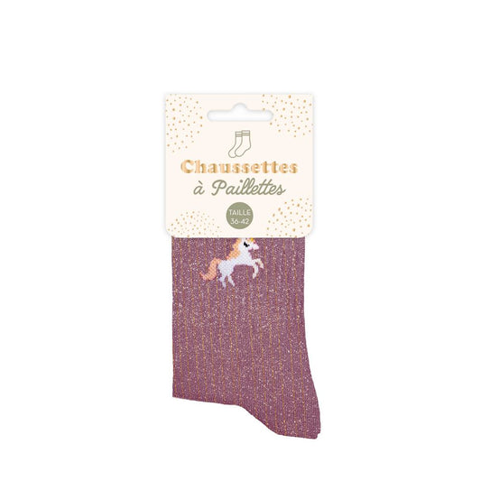 Chaussettes à paillettes humoristiques: Licorne