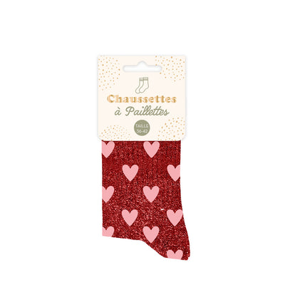 Chaussettes à paillettes humoristiques: Petit coeur