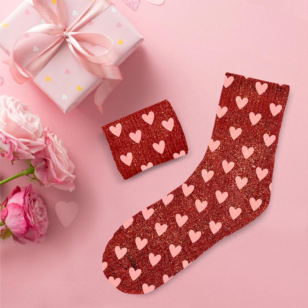 Chaussettes à paillettes humoristiques: Petit coeur