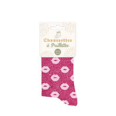 Chaussettes à paillettes humoristiques: Bisou