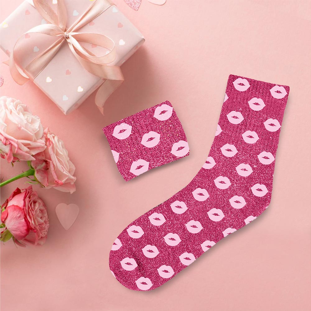 Chaussettes à paillettes humoristiques: Bisou