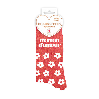 Chaussettes à paillettes humoristiques: Maman d'amour