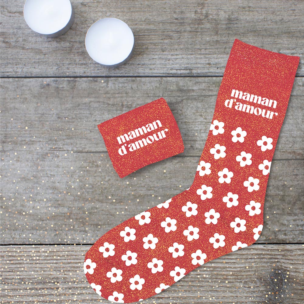 Chaussettes à paillettes humoristiques: Maman d'amour