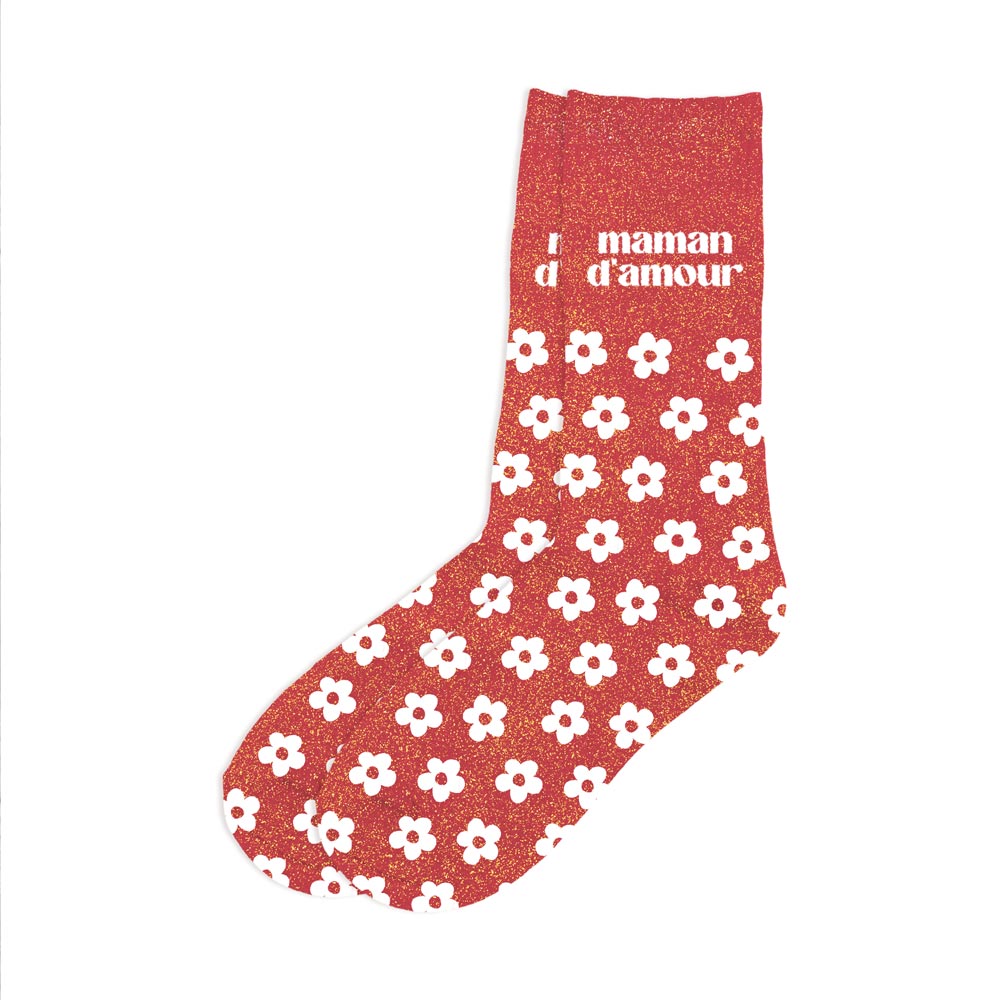 Chaussettes à paillettes humoristiques: Maman d'amour